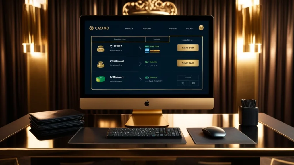 Painel de conta com métodos guardados e opções de cashout
